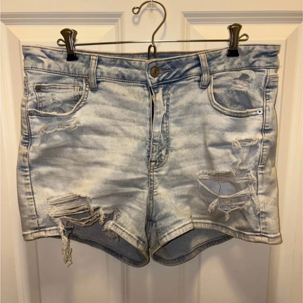 American Eagle Outfitters Light Blue Distressed Jean Shorts
